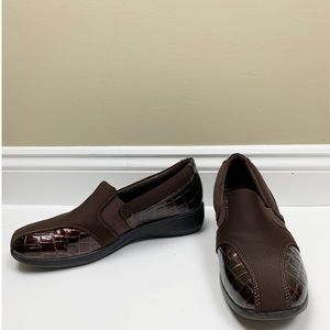 Clarks faux reptile slip on loafers